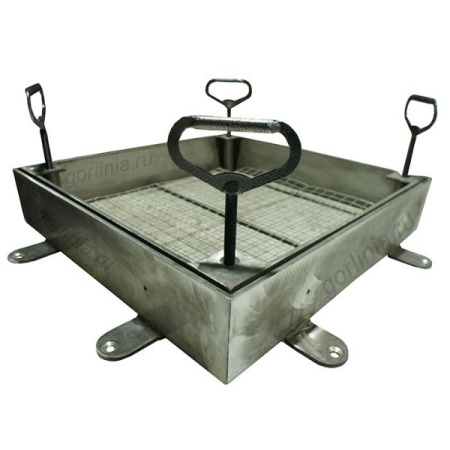 Люк под брусчатку Проспект-ВН из нержавеющей стали съемный - рукоятки